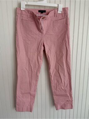 Ann Taylor Pink Seersucker Pinstripe Ankle Pants size 4
